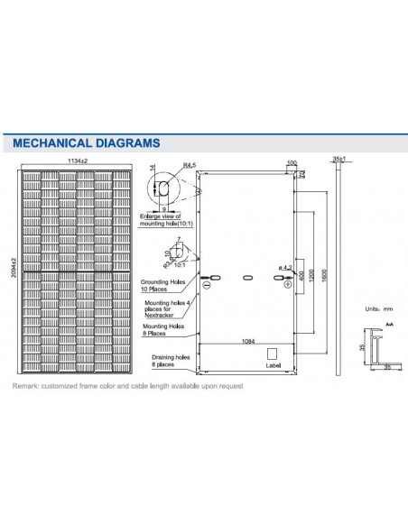dimensões JA solar 495W