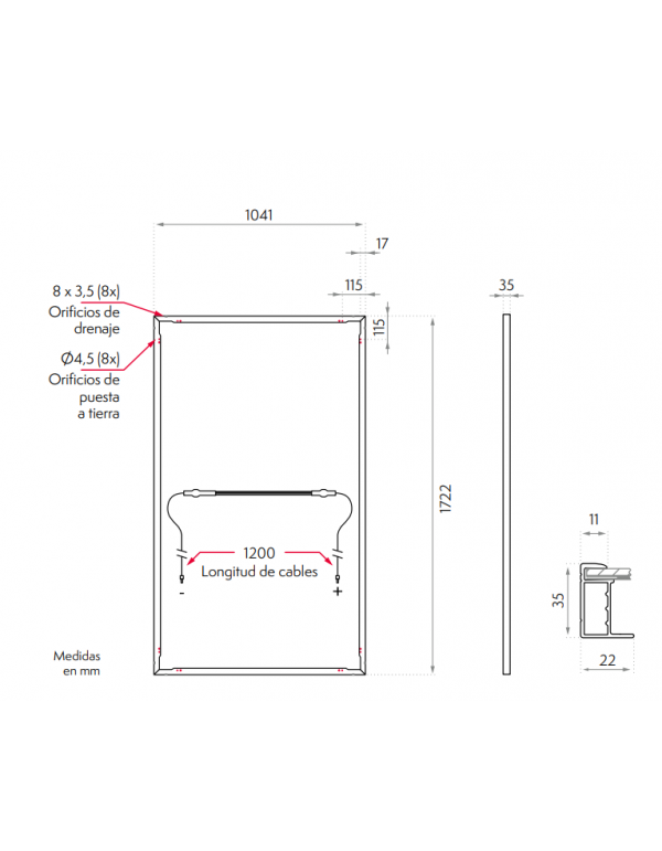Painel solar Meyer Burger Glass 370W Bifacial dimensões