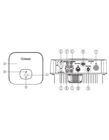 Invertitore solare ibrido connesso alla rete Growatt 6000TL-XH- monofase
